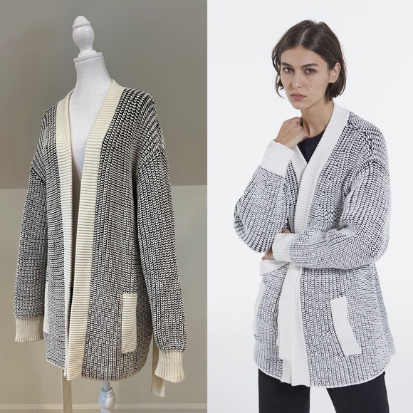 The Kooples Sweaters - The Kooples NWT Navy Striped Long Line Cardigan